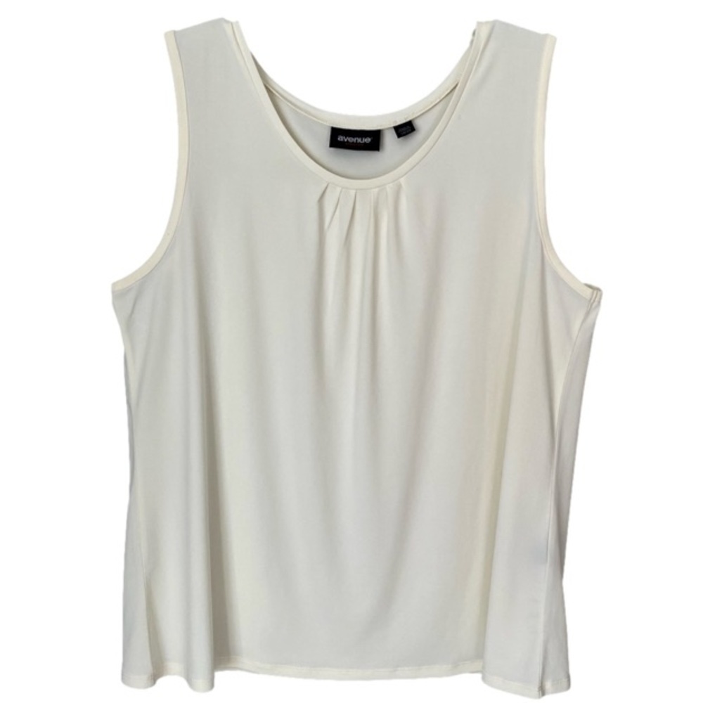 AVENUE Tank Top Stretch Lightweight Pullover Ivory Women Plus 18/20